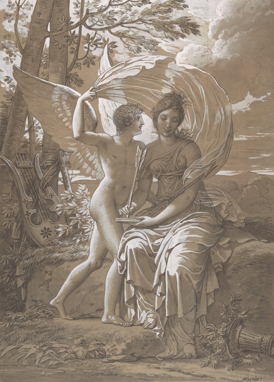 Musen Erato skriver verser inspirerade av kärlek, ca. 1797. av Charles Meynier