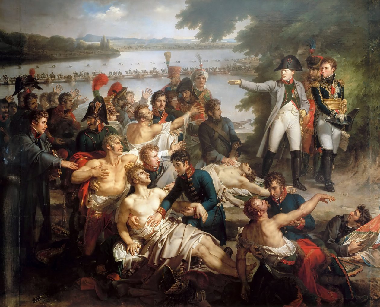 Napoleons återkomst till ön Lobau efter slaget vid Essling, 23 maj 1809 av Charles Meynier