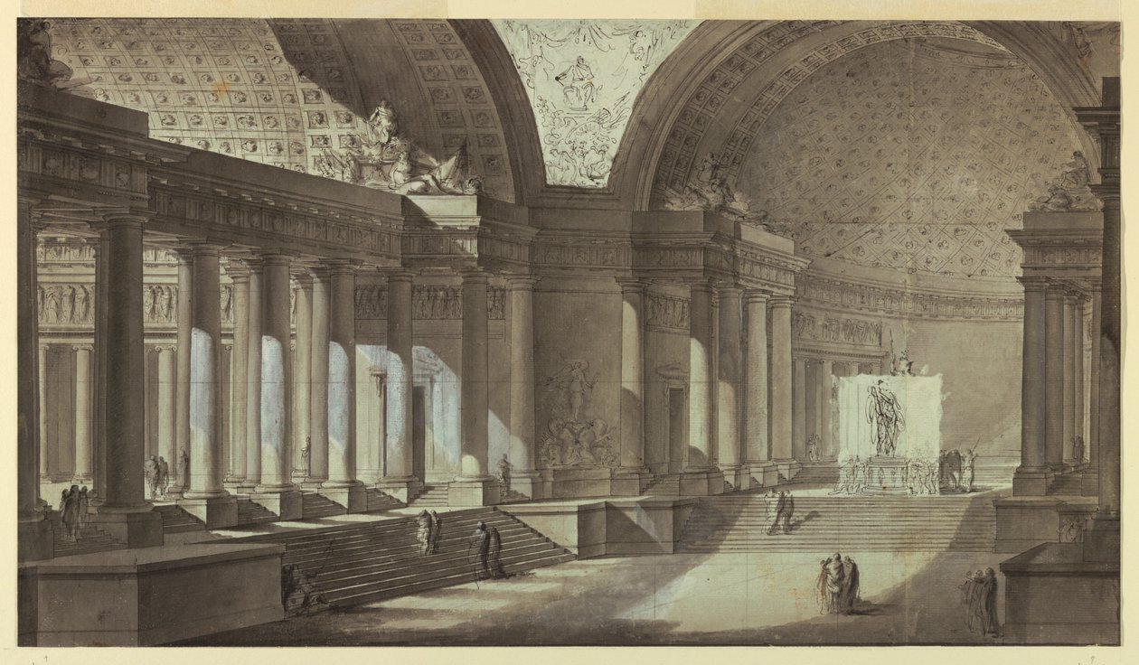 Architectural Fantasy: Temple of Athena Interior av Charles Michel Ange Challe