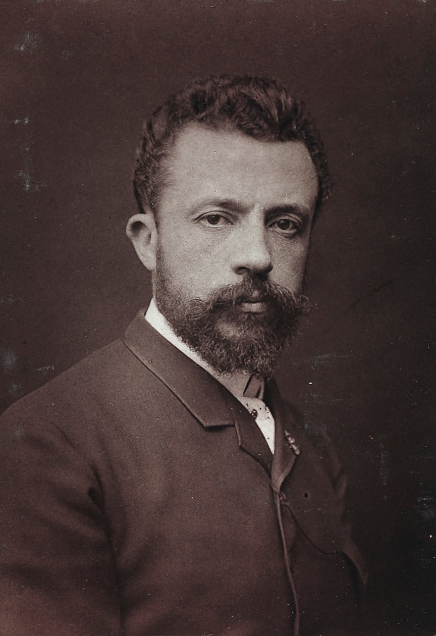 Konstnärligt och biografiskt album, 5:e årgång, Salong 1885; porträtt av den belgiske målaren Évariste Carpentier (1845-1922) av Charles Michelez