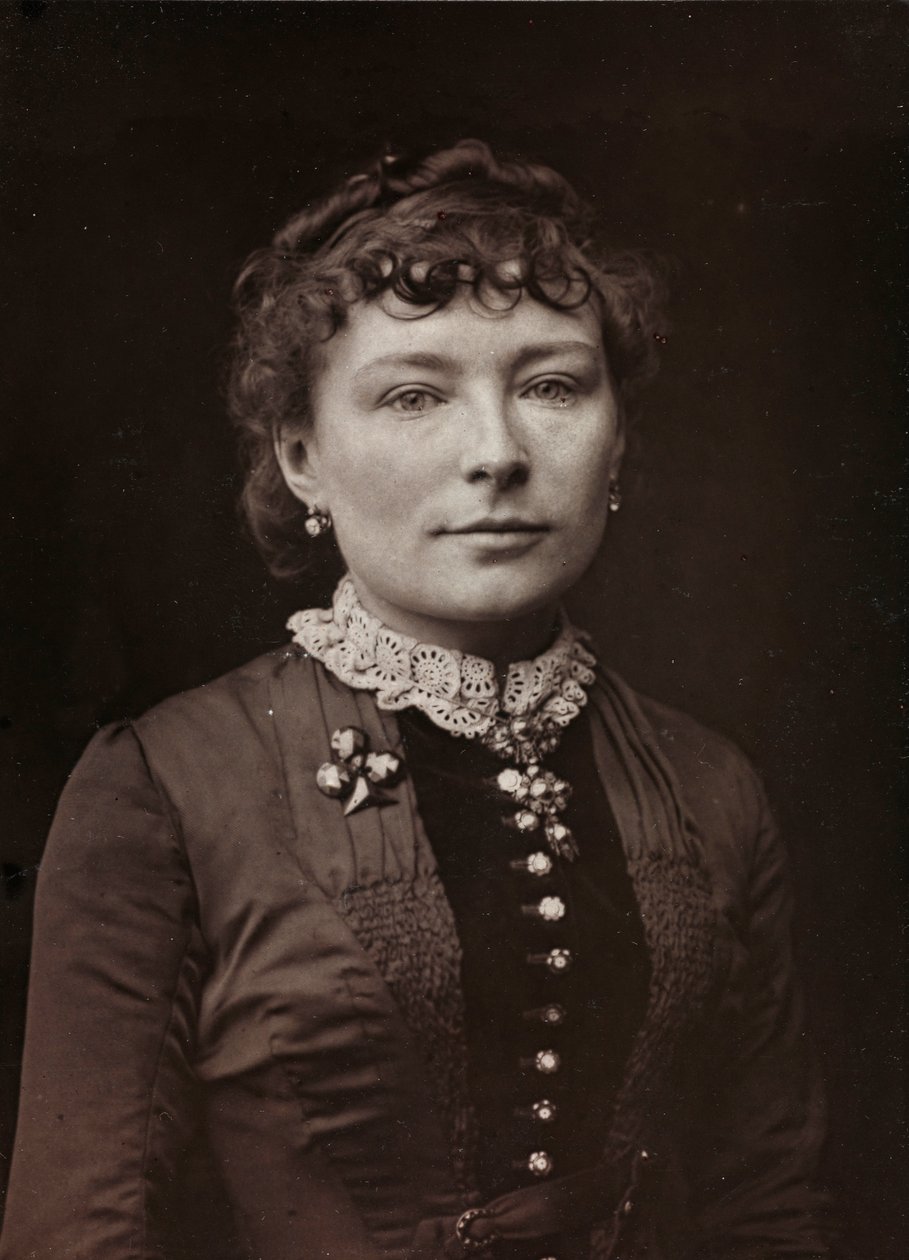 Konstnärligt och biografiskt album, 5:e årgång, Salong 1885; porträtt av den franska målaren Virginie Elodie Marie Thérèse Demont-Breton (1859-1935) av Charles Michelez