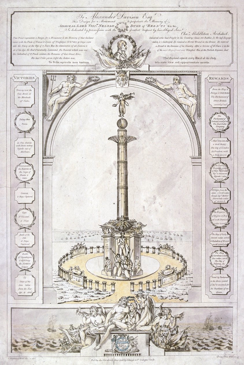 Design för ett monument till amiral Lord Nelson i form av en kolumn, 1806 av Charles Middleton