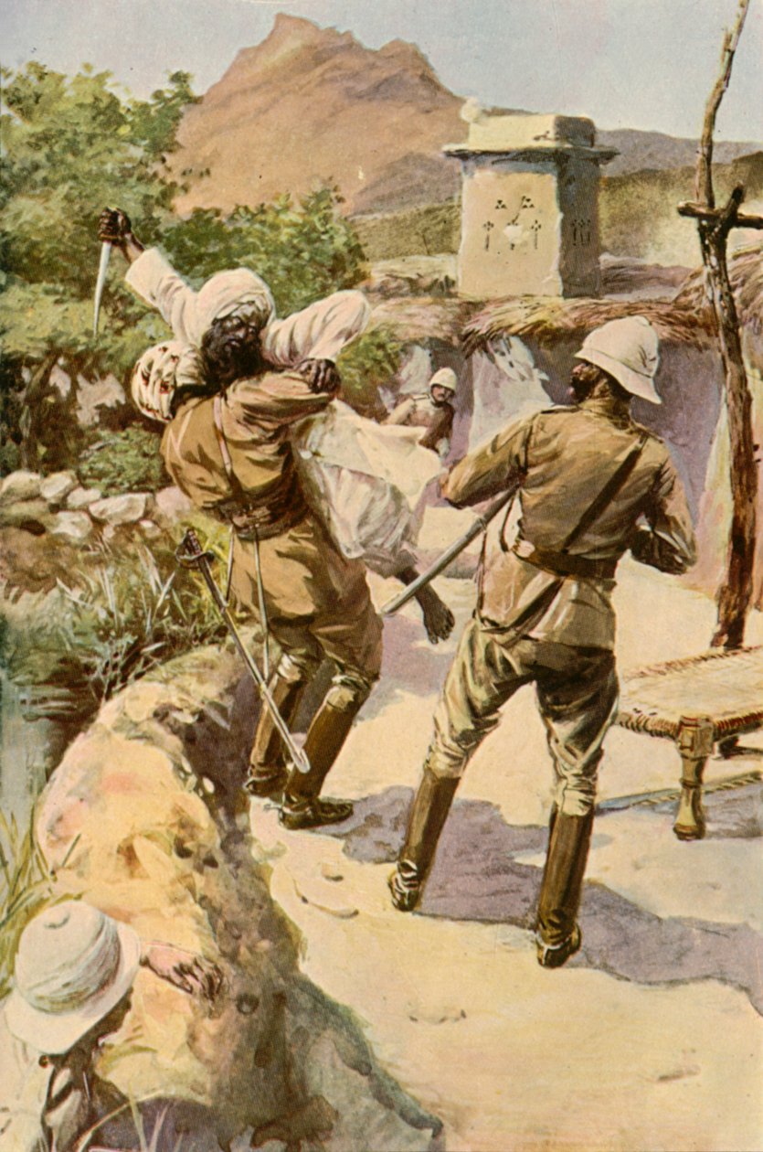 Roberts räddad av en soldat i Bhagwana, 1901. av Charles Mills Sheldon