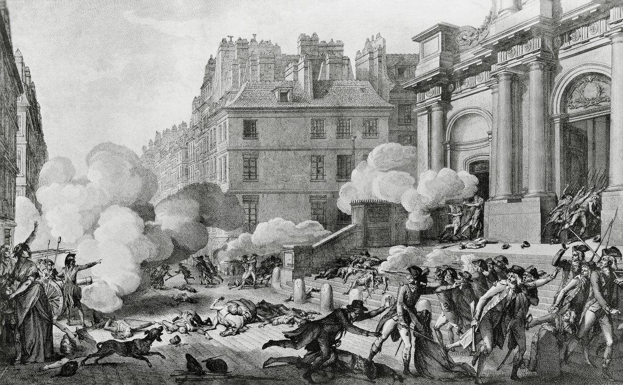 Napoleon Bonaparte (1769-1821) undertrycker den rojalistiska revolten framför Eglise Saint-Roch i Paris av Charles Monnet