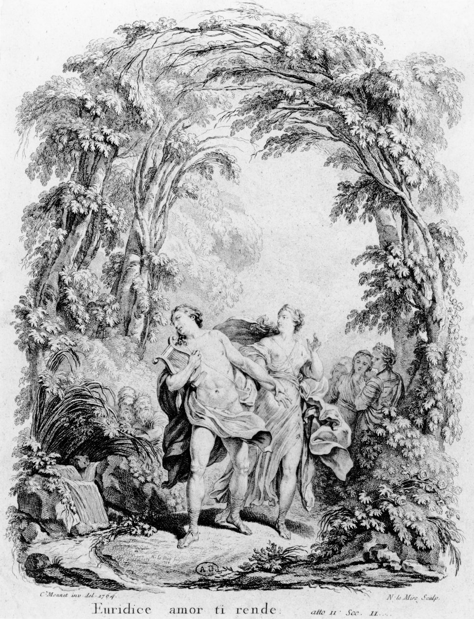 Orpheus leder Eurydice ut ur helvetet, illustration till operan 