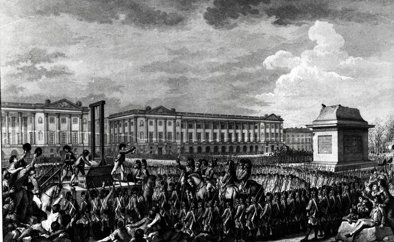 Dagen den 21 januari 1793: Ludvig XVI:s (1754-93) död på Place de la Revolution, graverad av Isidore Stanislas Helman (1743-1809) 1793 av Charles Monnet