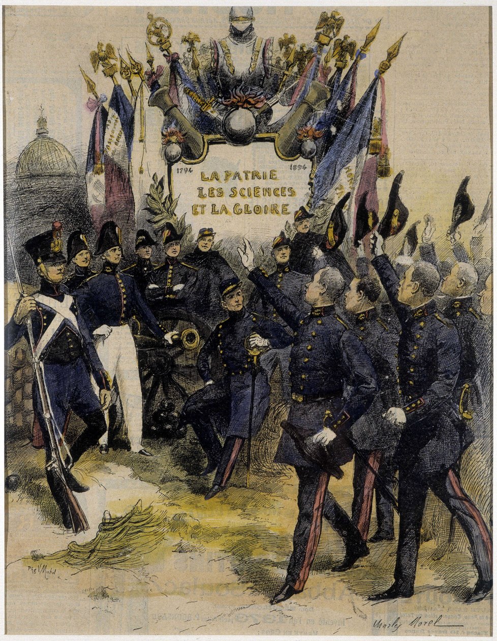 Polytechnicians hälsar sina äldre (1794-1894) av Charles Morel (hundraårsjubileum av skolan). av Charles Morel