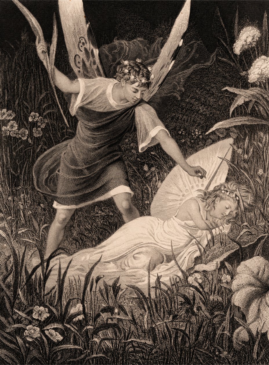 Oberon och Titania - "Midsommarnattsdröm", akt II, scen III av Charles Mottram