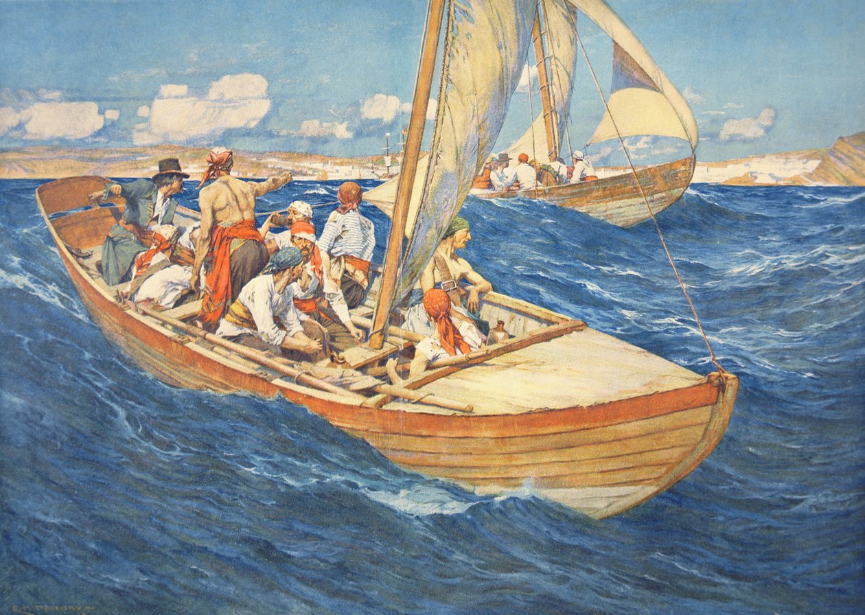 "Rovfåglar" (färglitografi) av Charles Murray (after) Padday