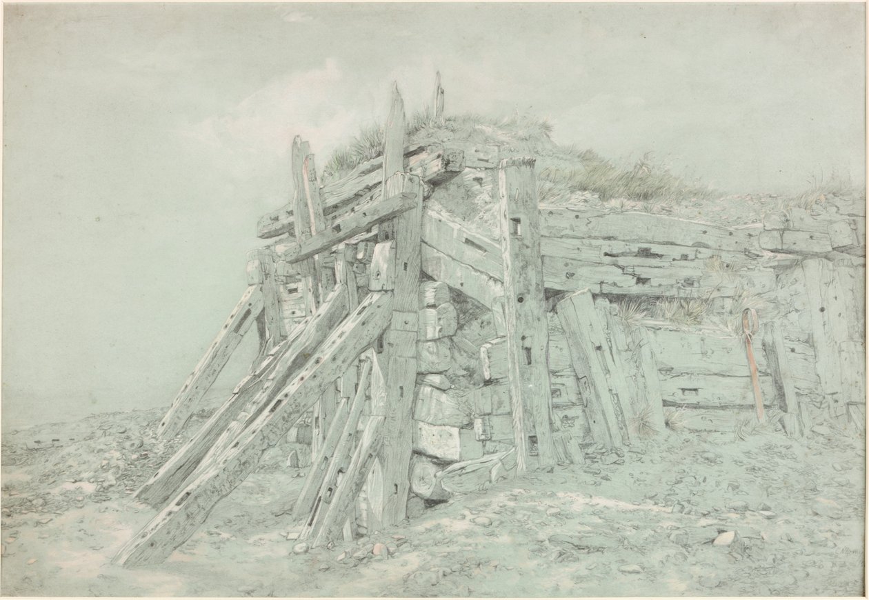 En studie för "Under vågbrytaren" (kroppsfärg) av Charles Napier Hemy