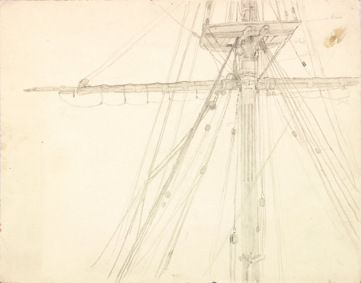 Detalj av Mast och Rigging penna på papper av Charles Napier Hemy