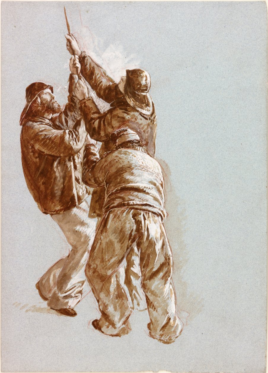 Fiskare som drar ett rep (bodycolour) av Charles Napier Hemy