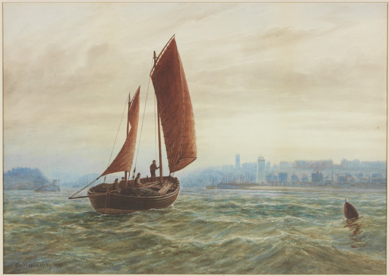 Off North Shields (penna, akvarell och kroppsfärg på papper) av Charles Napier Hemy