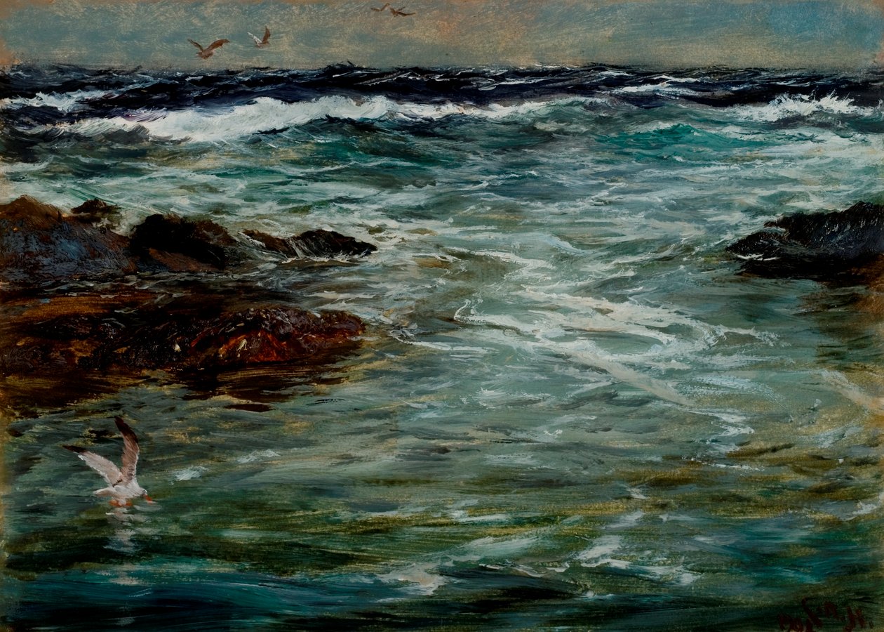 Sea Study i Portscatho, Cornwall, 1901 av Charles Napier Hemy