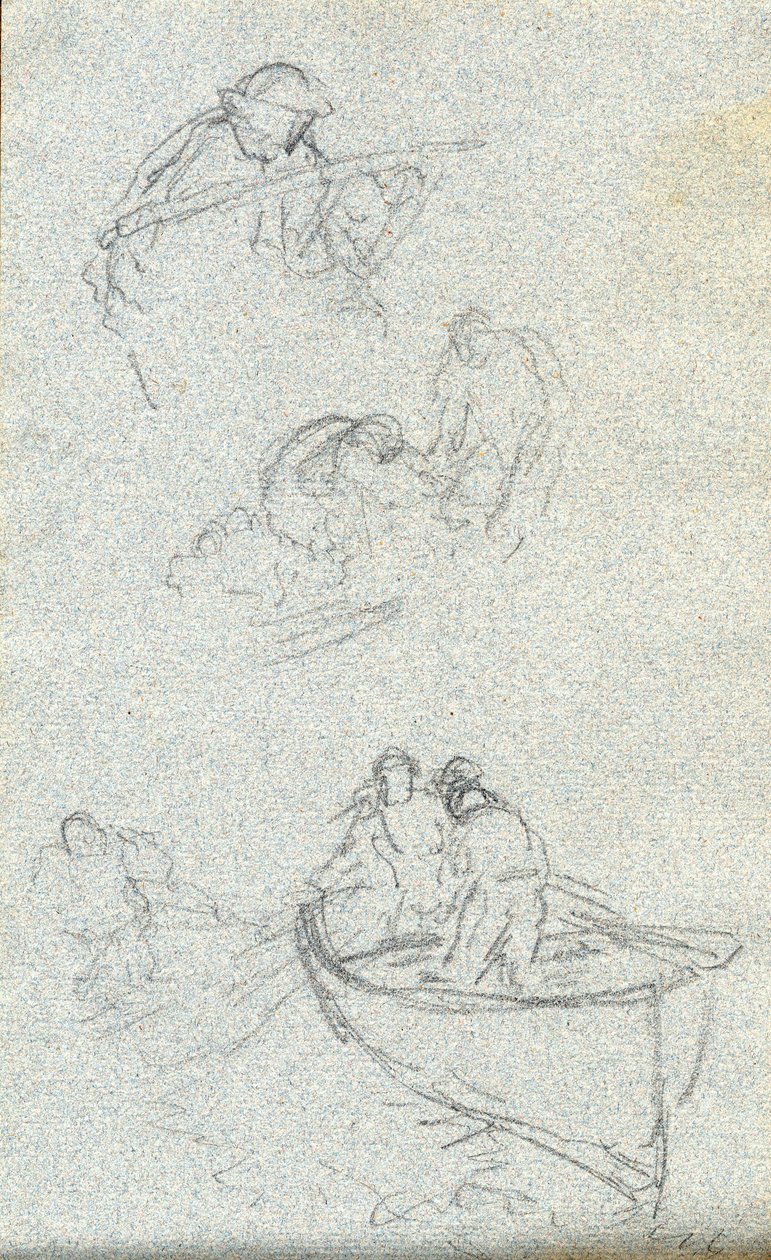 Skissbok (krita (vit) och penna på papper) av Charles Napier Hemy