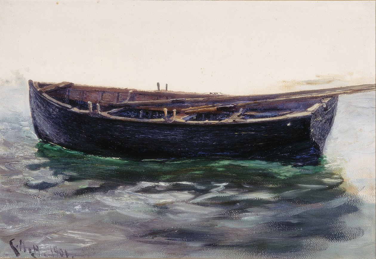 Studie av båt (olja på papper (klistrad på kort)) av Charles Napier Hemy
