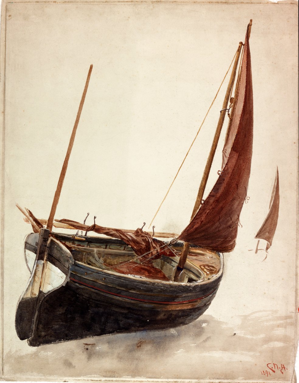 Studie av en båt (kroppsfärg) av Charles Napier Hemy