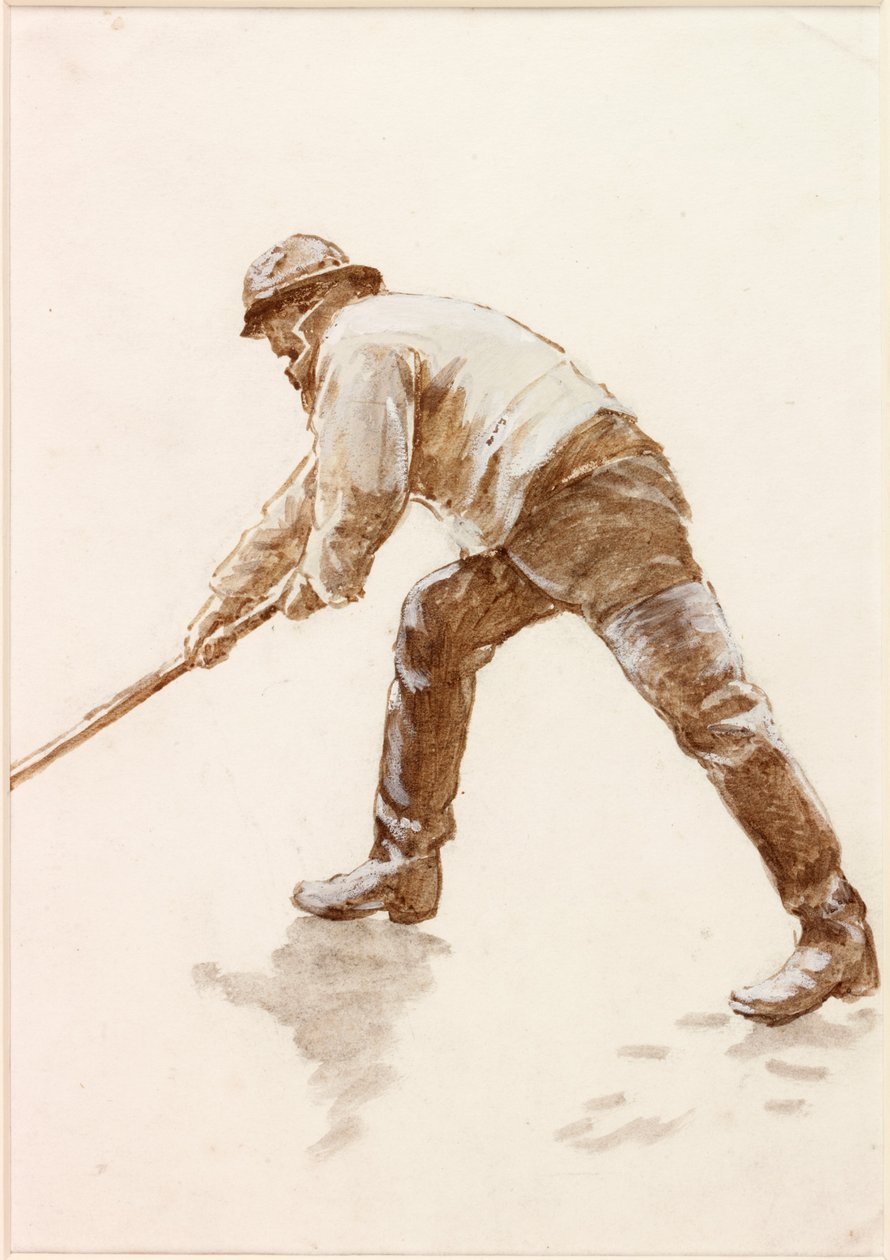 Studie av en fiskare i arbete (bodycolour) av Charles Napier Hemy