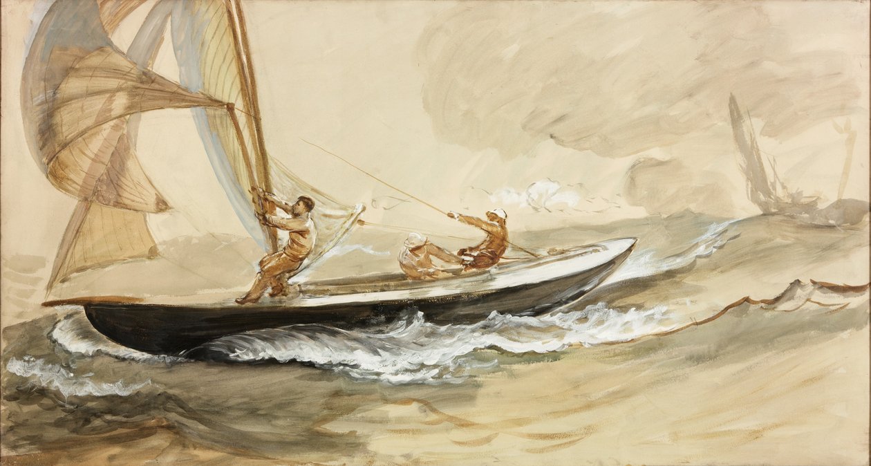 Studie av en kapplöpningsyacht (kroppsfärg och akvarell på papper) av Charles Napier Hemy