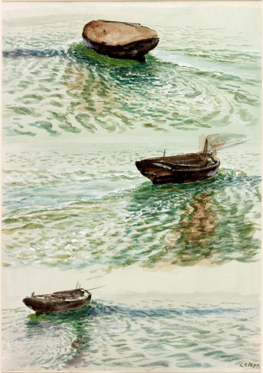 Tre jollar (kroppsfärg och akvarell på papper) av Charles Napier Hemy