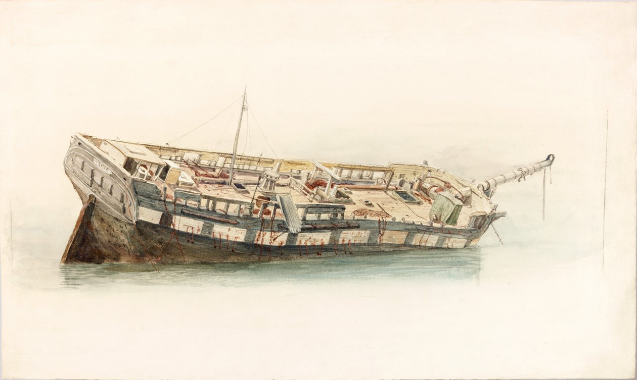 En krigsmans vrak (bodycolour) av Charles Napier Hemy