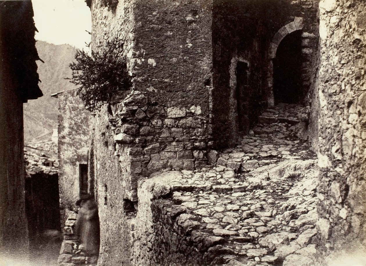 En gata i Sainte-Agnes nära Roquebrune, ca. 1865. av Charles Nègre