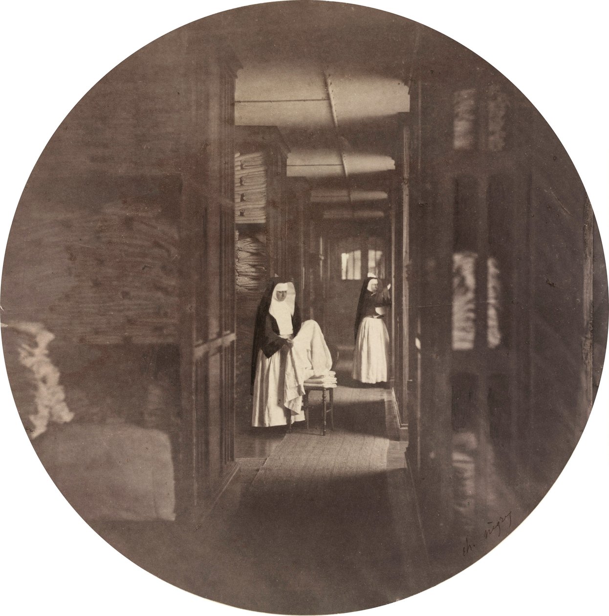 Asile Impérial de Vincennes: linnesalen, 1859 (foto) av Charles Nègre