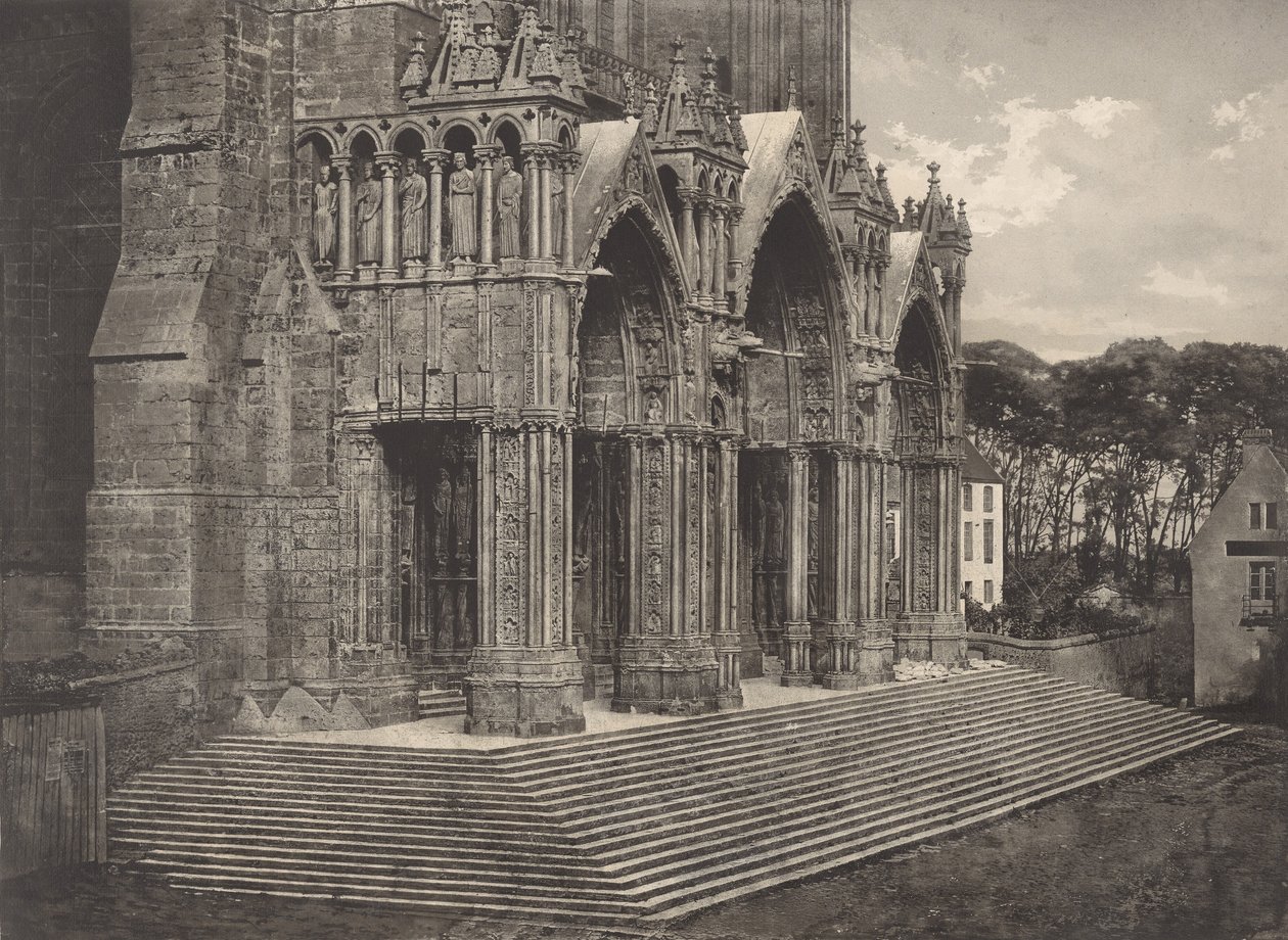 Platta XII Chartres Cathedral, Portico du Midi Plate XII Chartres Cathedral..., 1855. av Charles Nègre