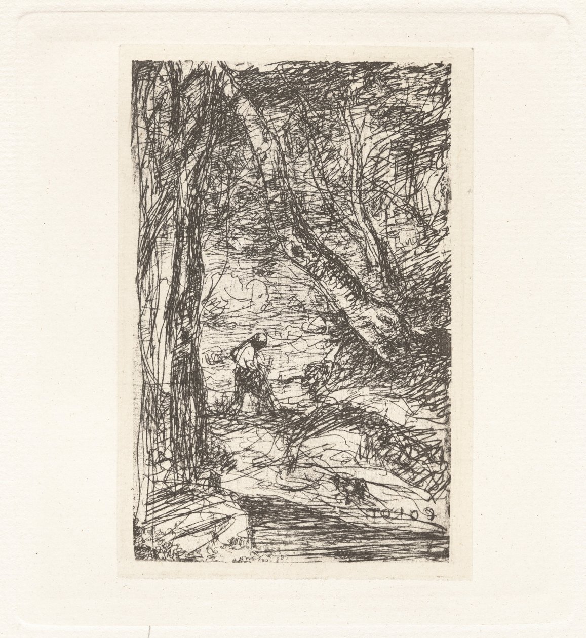 Planche XI - Le Bûcheron (Plansch XI - Träskäraren),ca 1857 (tryck) av Charles Nègre