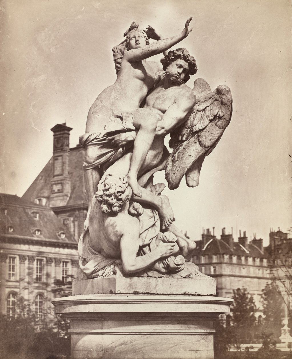 Staty från Tuilerierna: G. Marsy och A. Flamen: Boreas kidnappar Orythia, 1859. av Charles Nègre