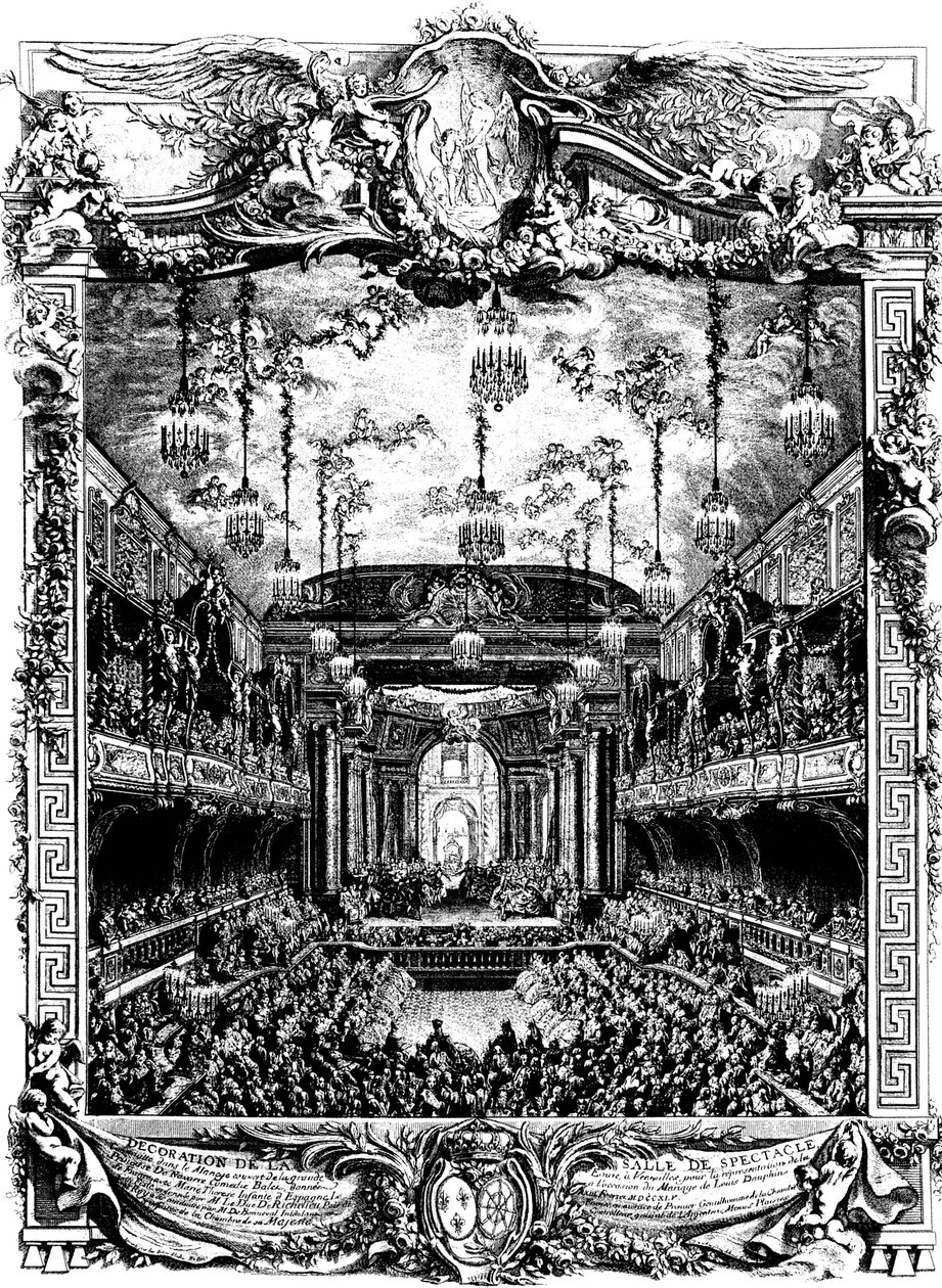 Dekoration av en hall i Versailles, Frankrike, 1745. av Charles Nicolas Cochin