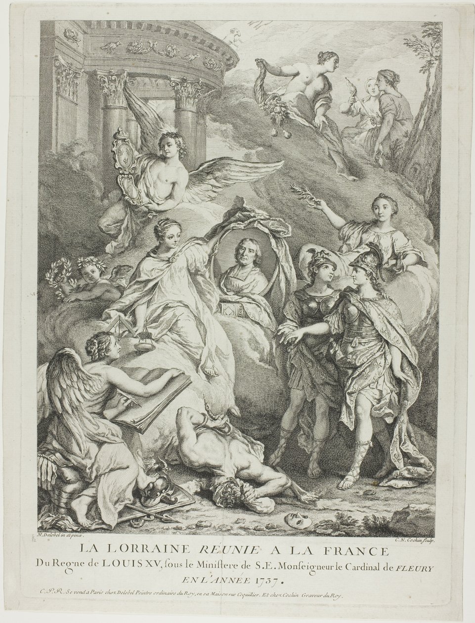 La Lorraine reunie a la France (Lothringen återförenat med Frankrike) av Charles Nicolas Cochin I