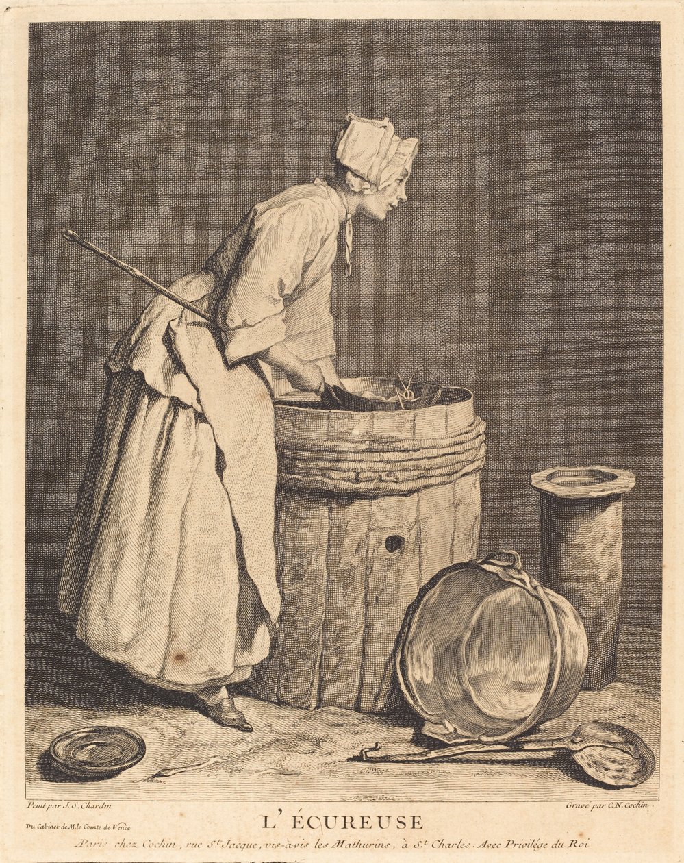 Ekorren av Charles Nicolas Cochin I after Jean Siméon Chardin