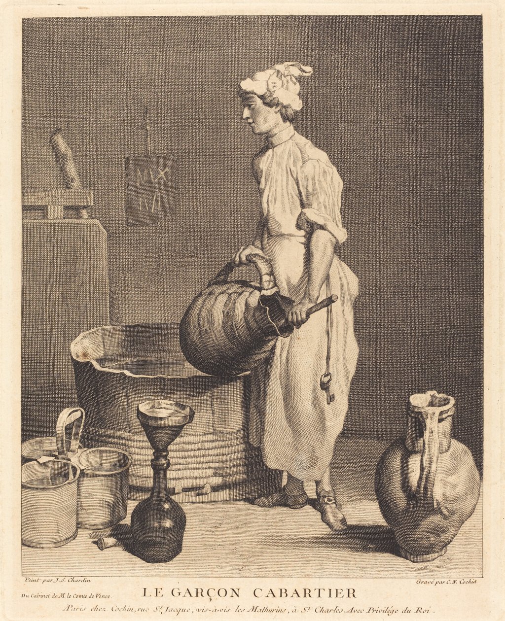 Gästgivarepojken av Charles Nicolas Cochin I after Jean Siméon Chardin