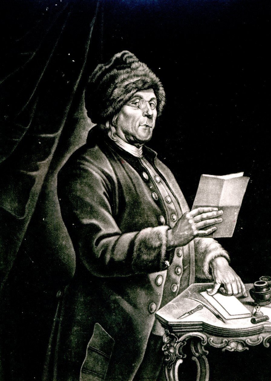 Porträtt av Benjamin Franklin, 1777 (litografi) (svart foto) av Charles Nicolas II Cochin