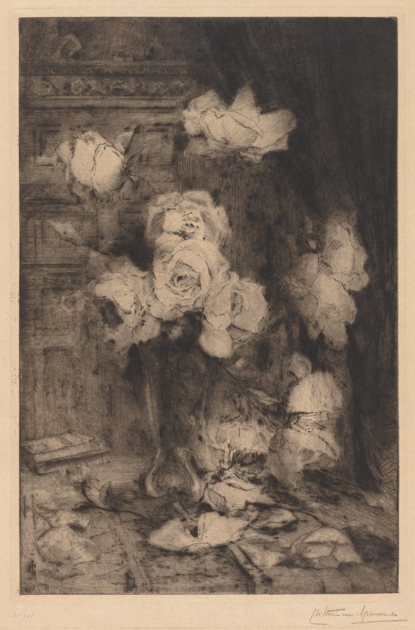 Studie av rosor av Charles Nicolas Storm van 