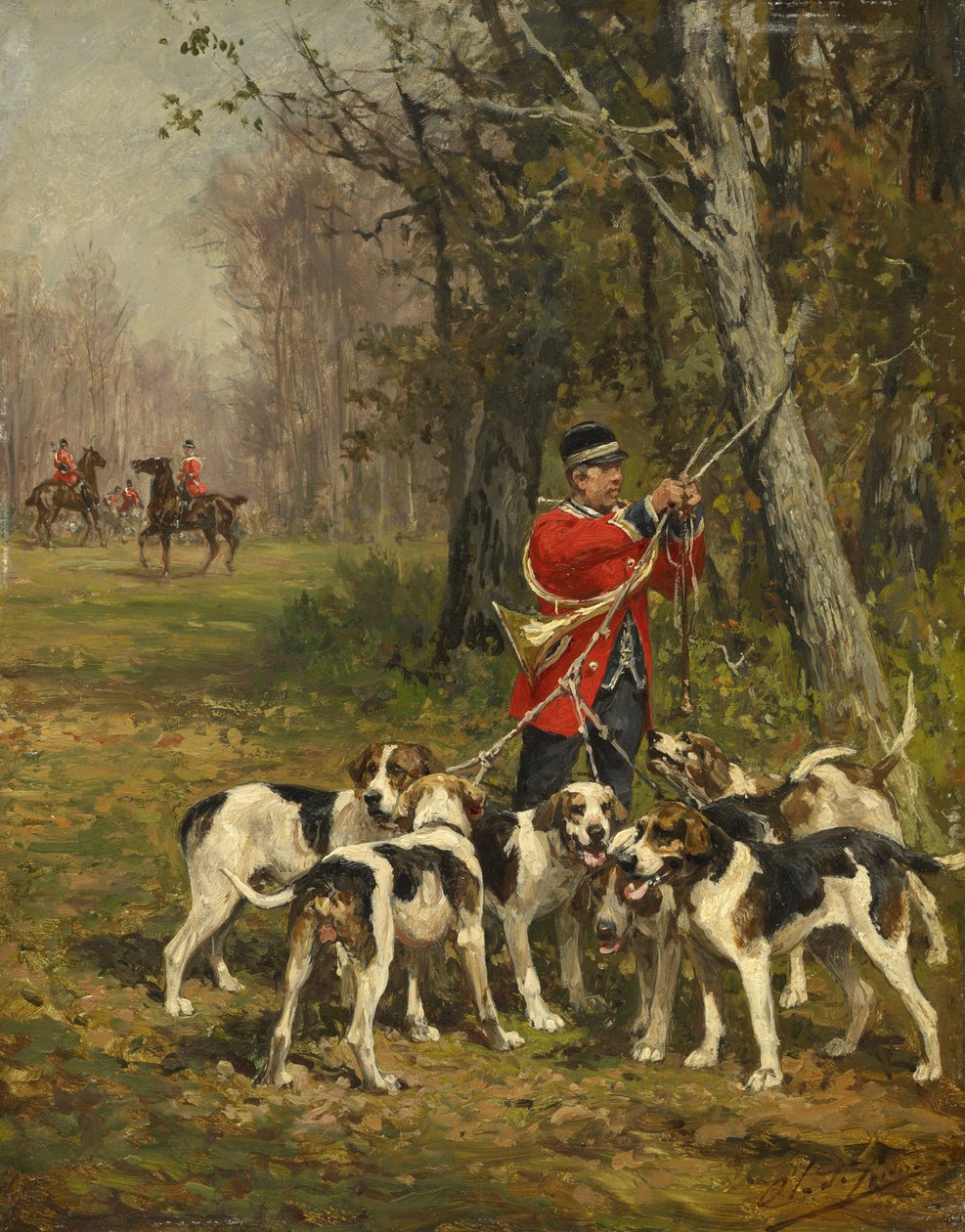 Jakthundar, ca 1850-97 av Charles Oliver de Penne