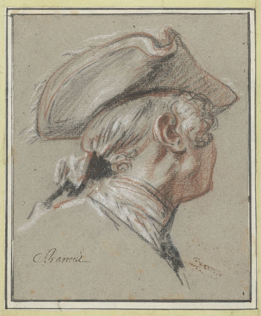 Studie av ett huvud Studiehuvud, peruker och med tricorne av Charles Parrocel