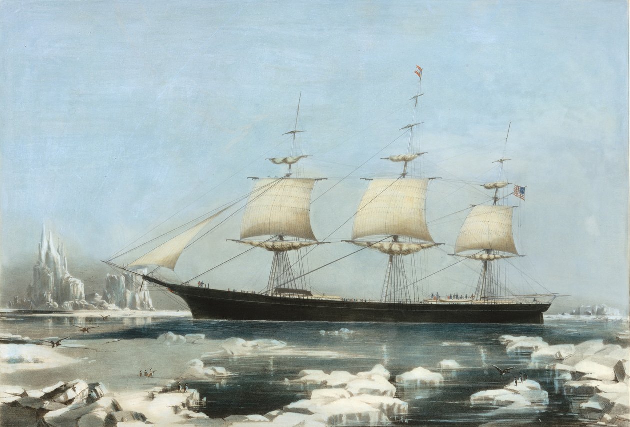 Clipper Ship Red Jacket - In the Ice utanför Kap Horn, på hennes passage från Australien, till Li..., 1855 av Charles Parsons