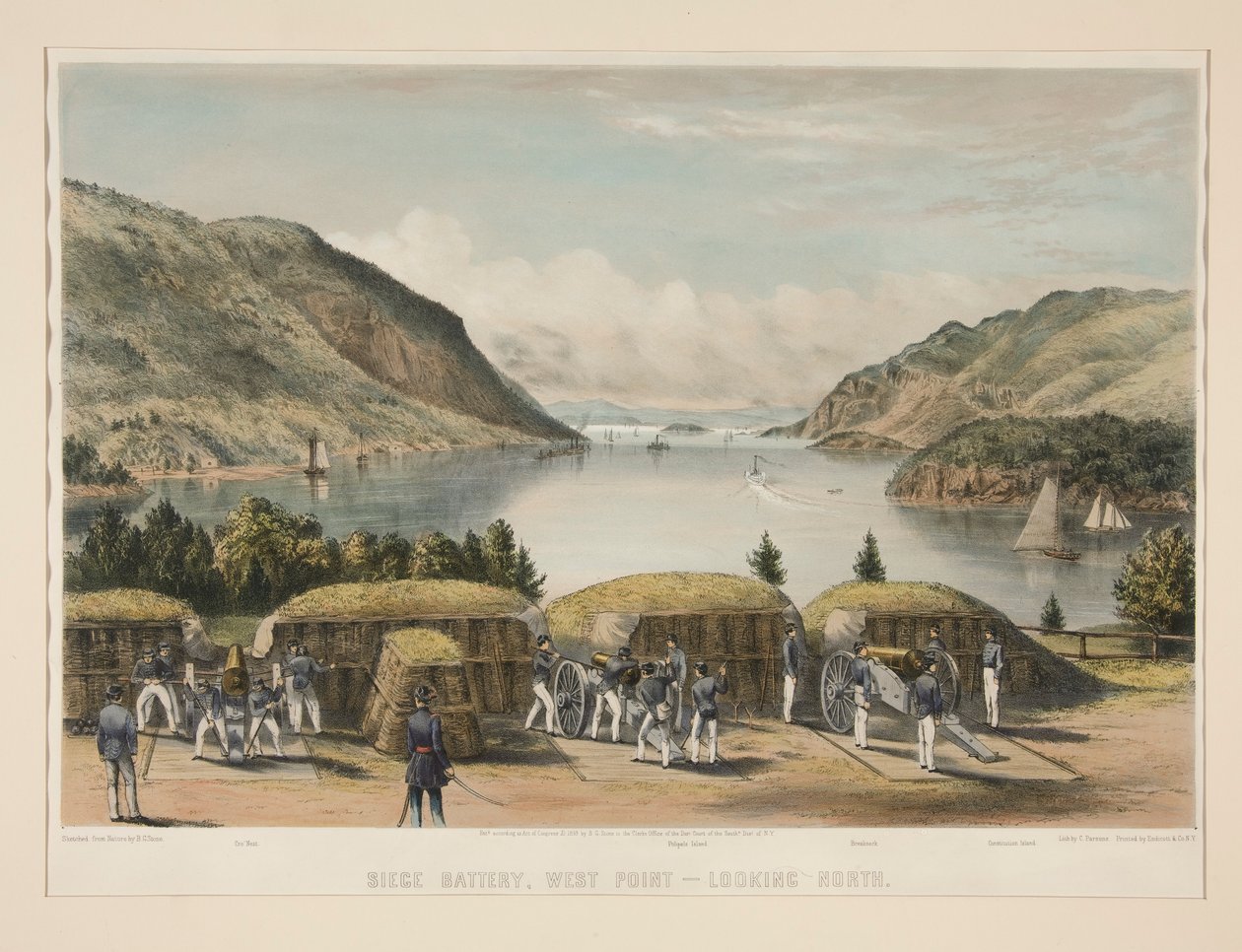 Siege Battery, West Point - Ser norrut av Charles Parsons