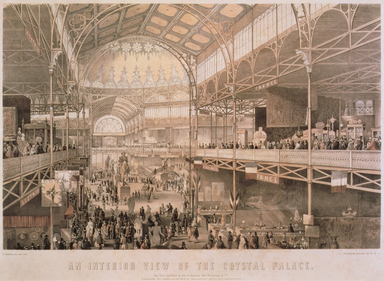 Interiören av New York Crystal Palace, pub. av Endicott & Co., New York, 1855 av Charles Parsons