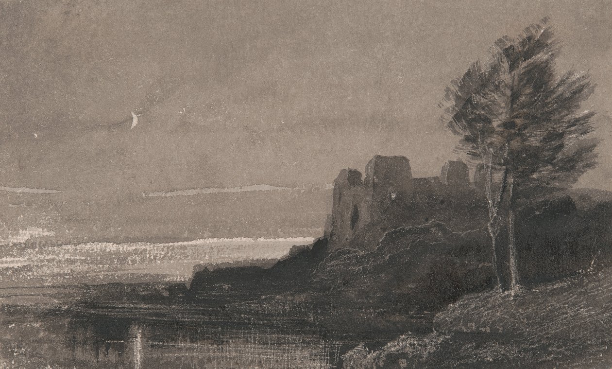Ett slott vid vattnet vid månsken av Charles Parsons Knight