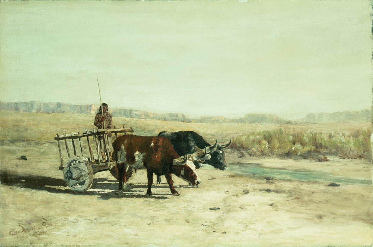 En oxvagn i New Mexico (olja på duk) av Charles Partridge Adams