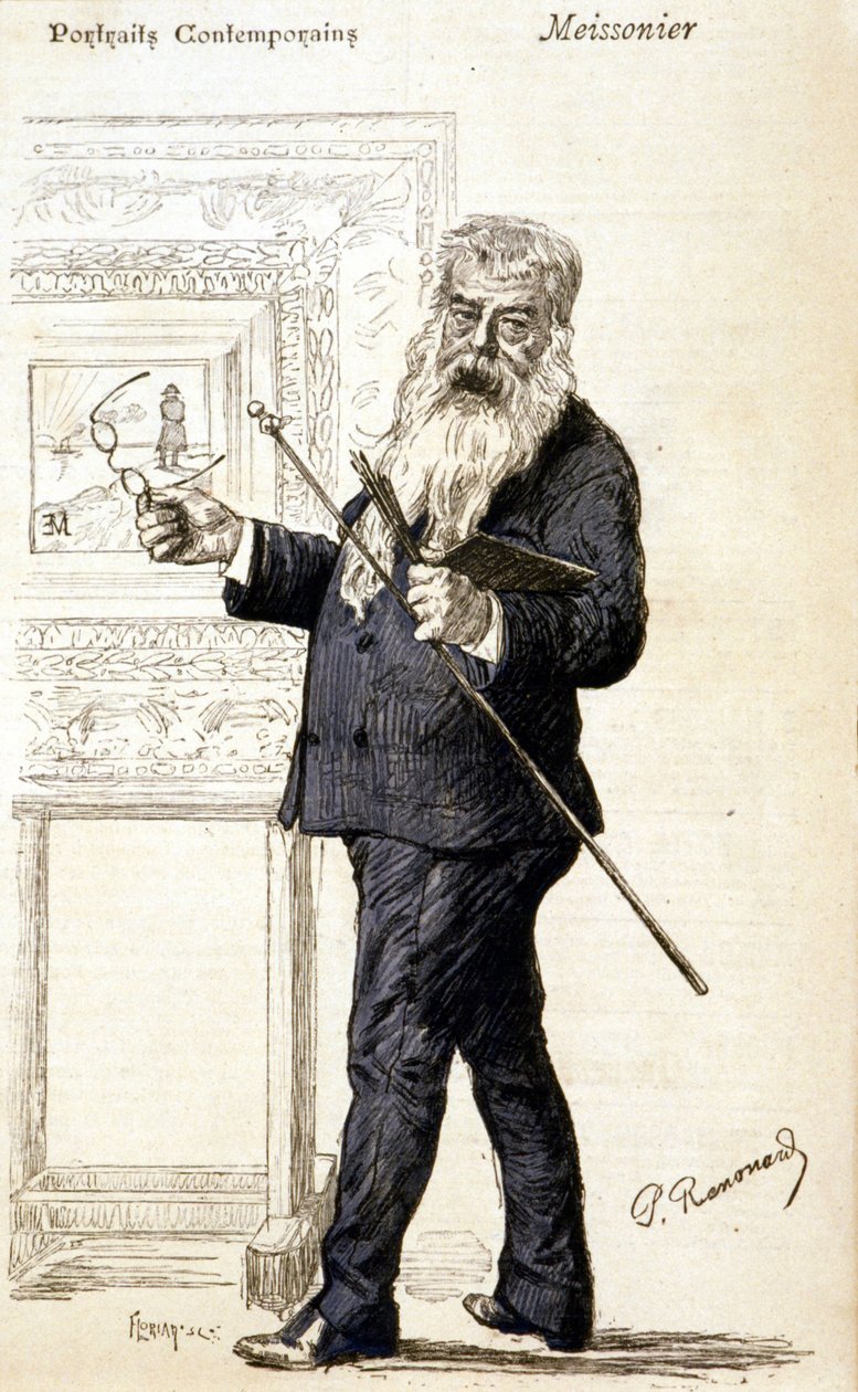 Porträtt av Meissonier. Gravyr från slutet av 1800-talet. av Charles Paul Renouard