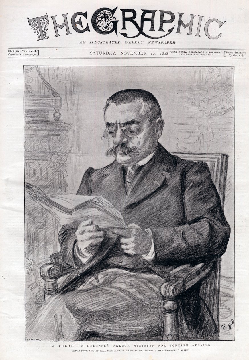 Porträtt av Theophile Delcasse (1852-1923), fransk politiker och utrikesminister. av Charles Paul Renouard