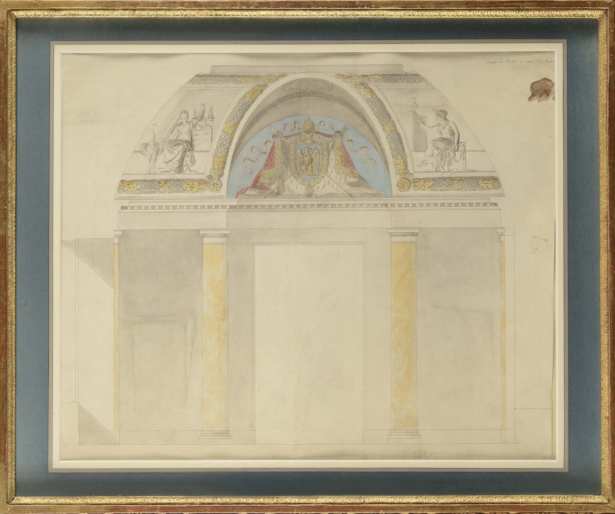 Studie för utsmyckning av tronen vid Palais des Tuileries av Charles Percier