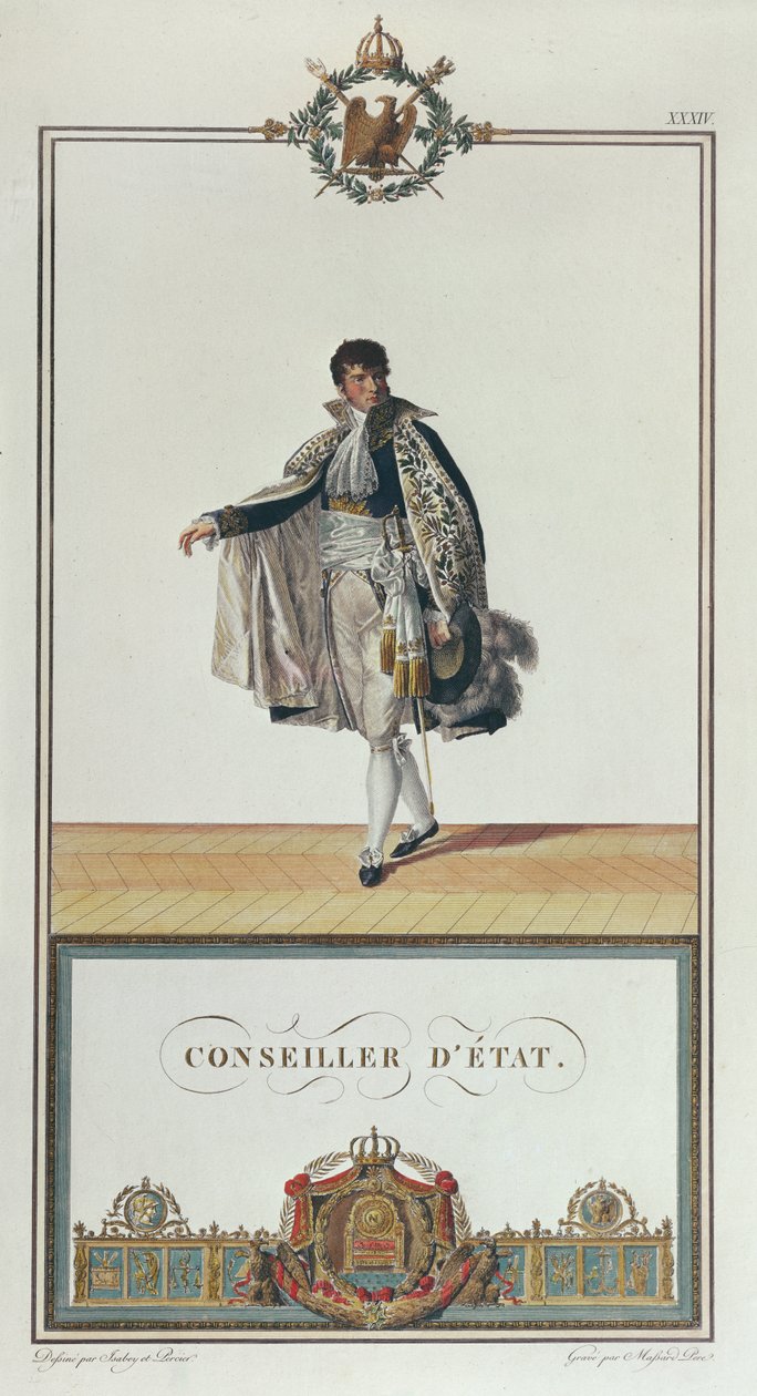 Uniform av statsrådet för Napoleons kröning, 1804 (färgstick) av Charles Percier