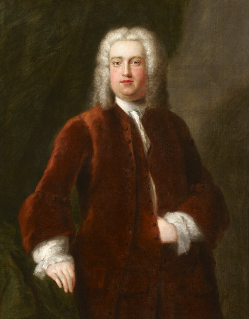 Porträtt av en oidentifierad 1700-talsherre presenterad som ett porträtt av Georg Frideric Handel, 1737 av Charles Philips