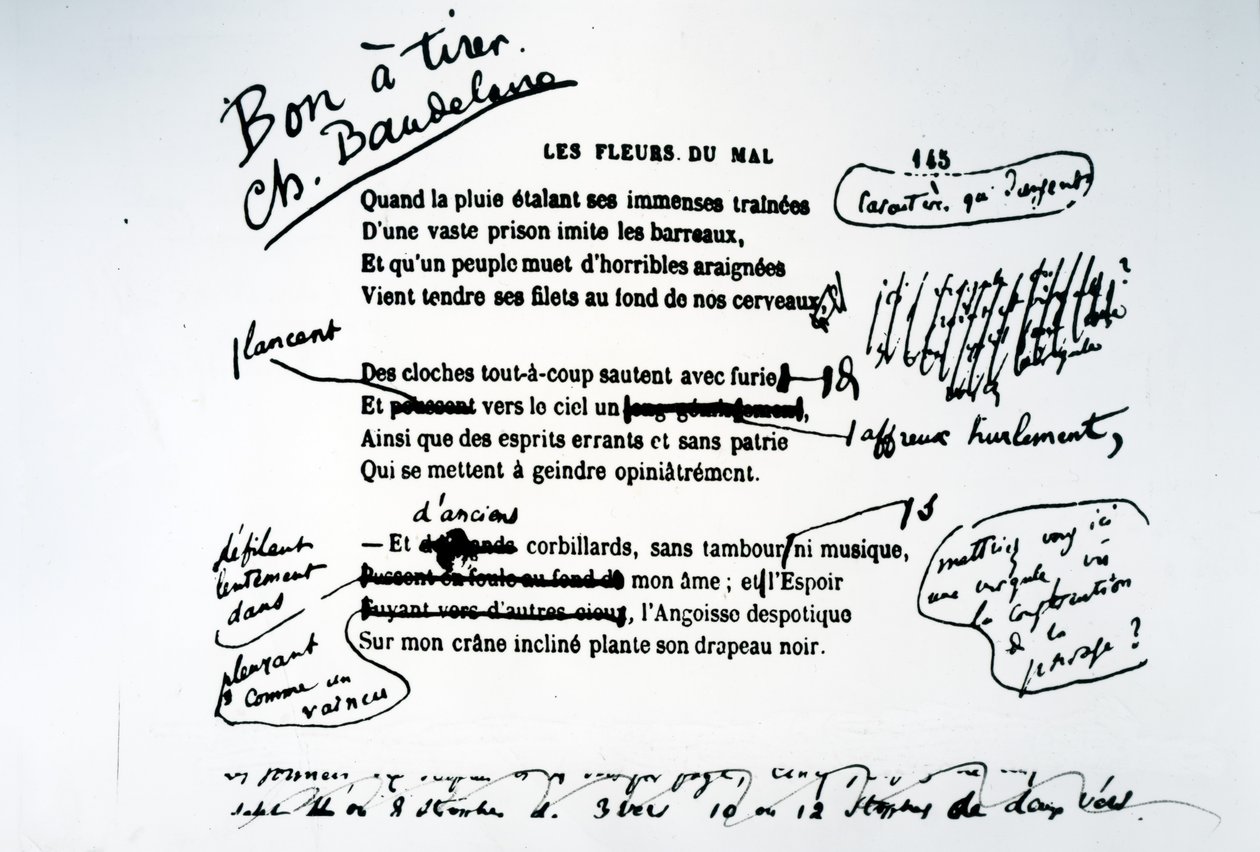 Rättade bevis på The Flowers of Evil av Charles Pierre Baudelaire