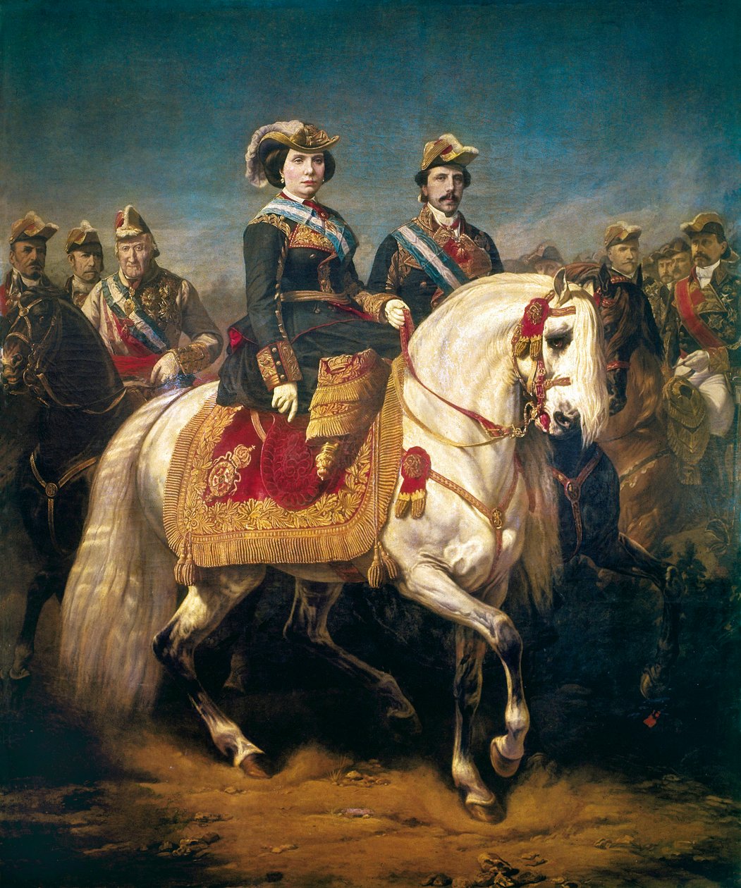 Militärparadrecensioner av kungarna Isabella II av Spanien av Charles Porion